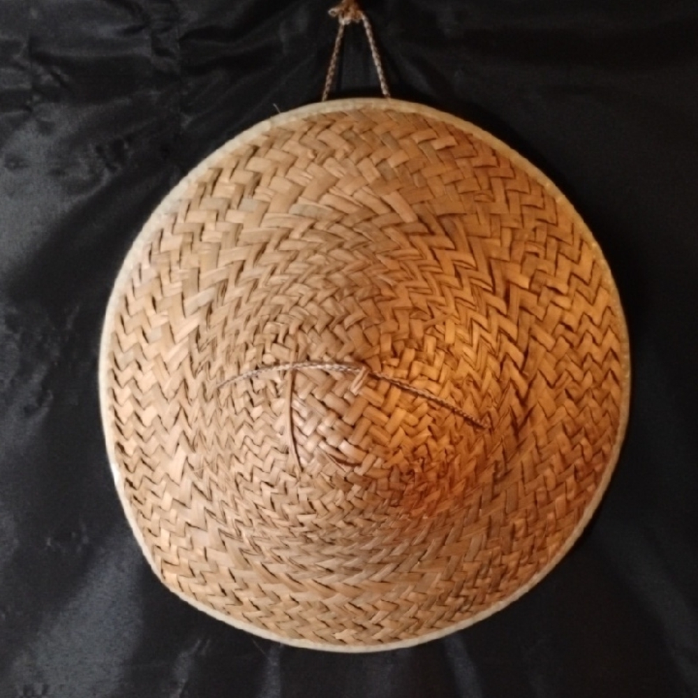 Vintage Tan Woven Straw Conical Hat - Picture 4 of 13